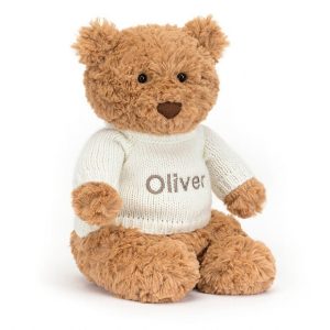 Bartholomew Bear with Personalised Cream Jumper Medium | QHMFE5264