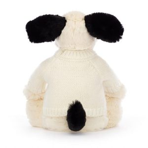 Bashful Black & Cream Puppy with Personalised Cream Jumper Medium | KOZDL1308