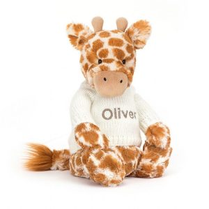 Bashful Giraffe with Personalised Cream Jumper Medium | KILTN5638